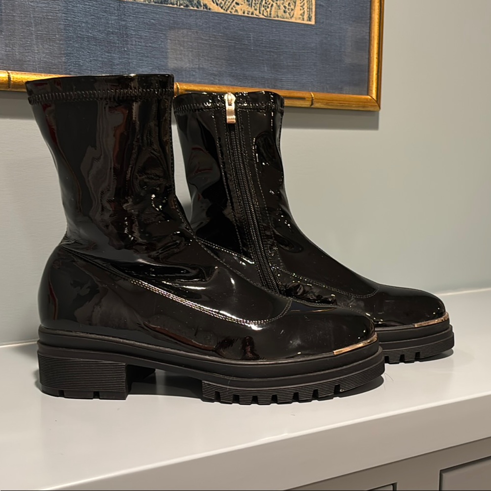 Black Patent Ankle Boots